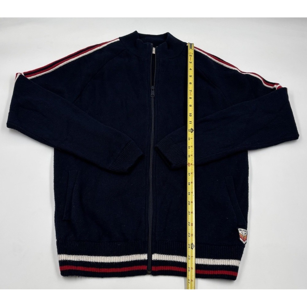 Marine Layer‎ Lost & Found Men's L Navy Wool Blend Full Zip Sweater - Picture 5 of 8